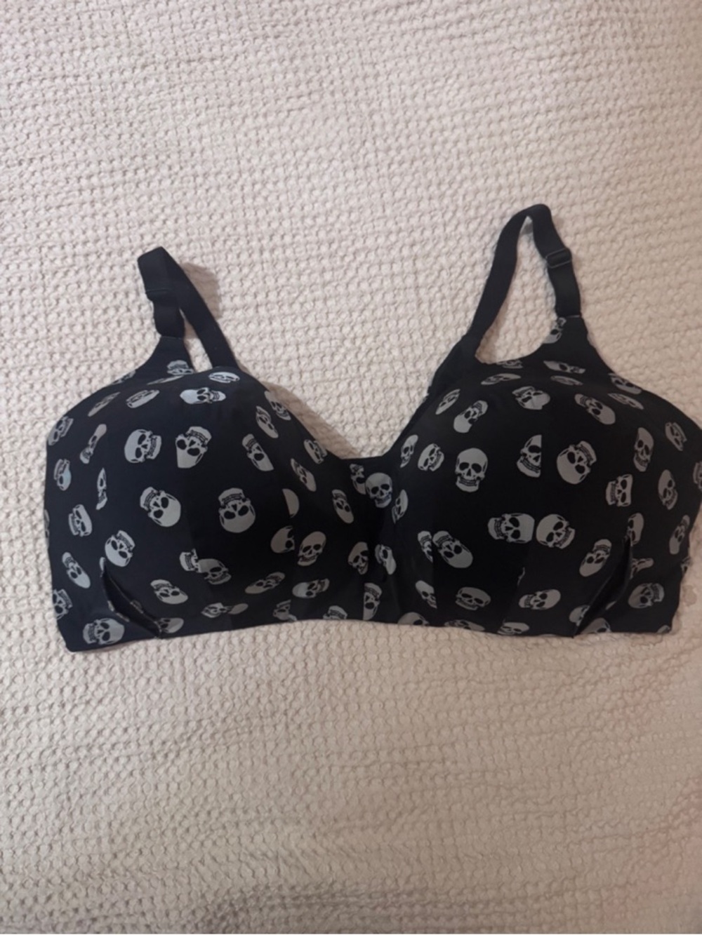 Black Skull Print T-Shirt Bra - Women Intimates